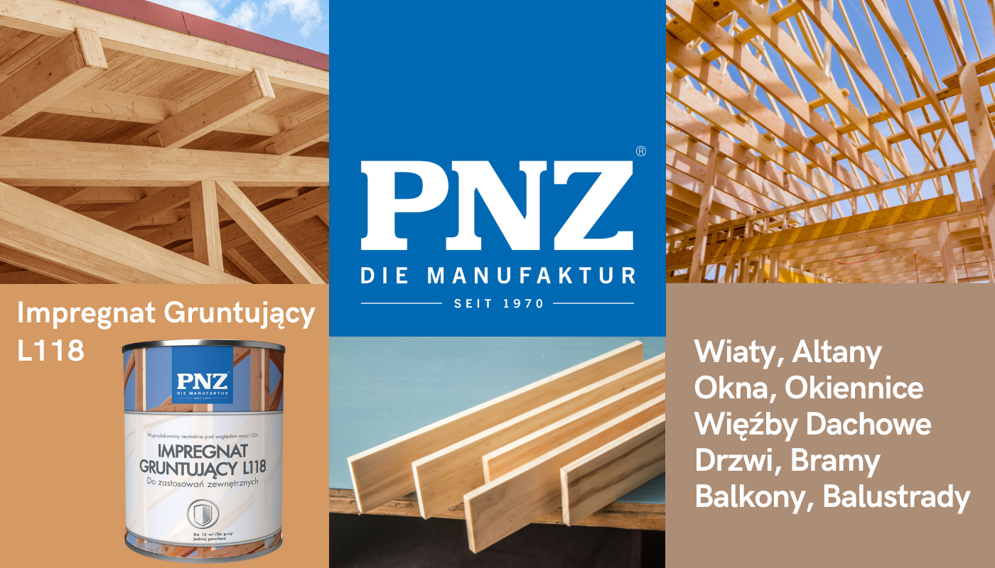 Grafika prezentująca zastosowanie impregnatu do drewna marki PNZ