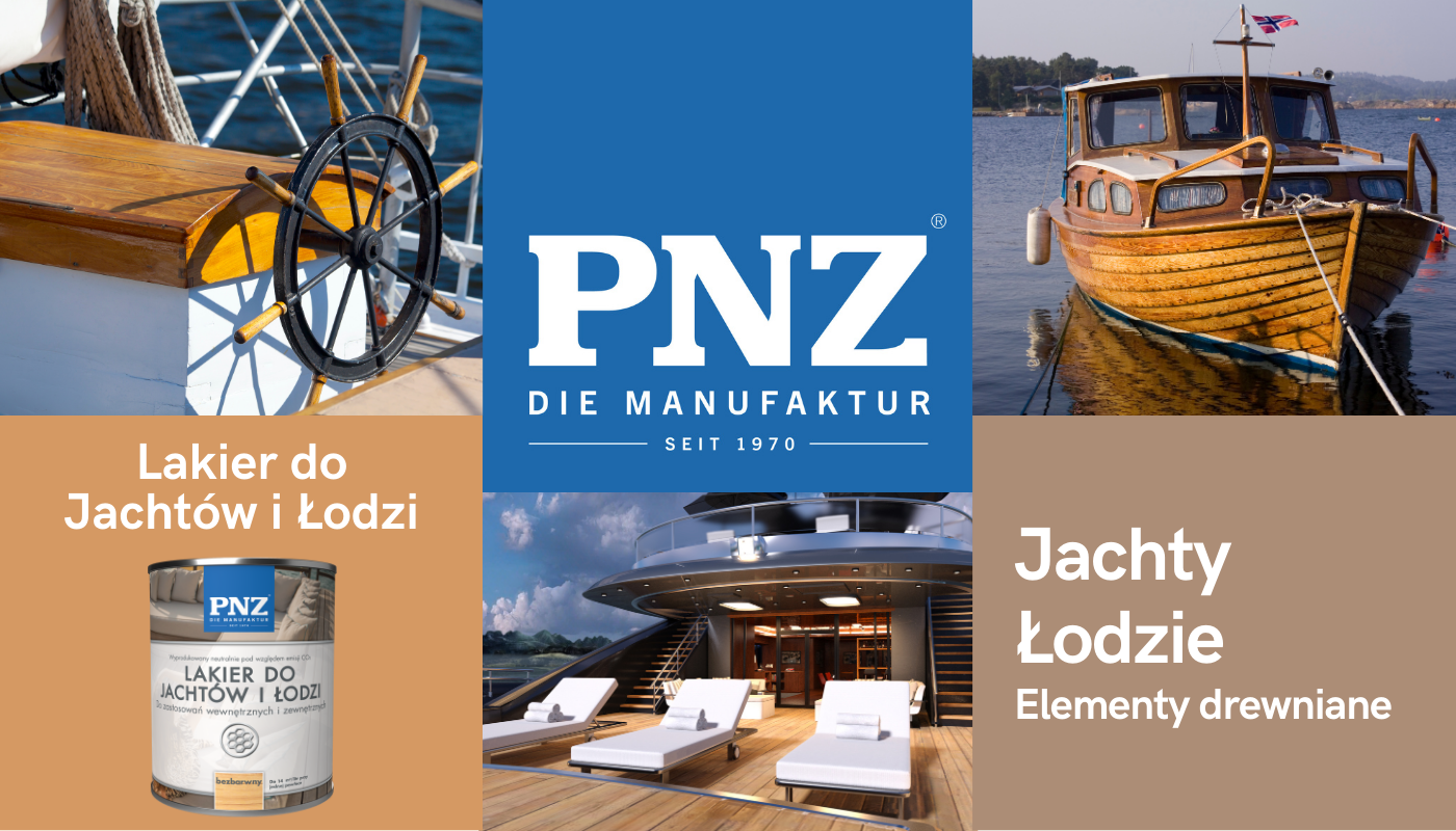 Grafika prezentująca zastosowanie bezbarwnego lakieru do jachtów i łodzi