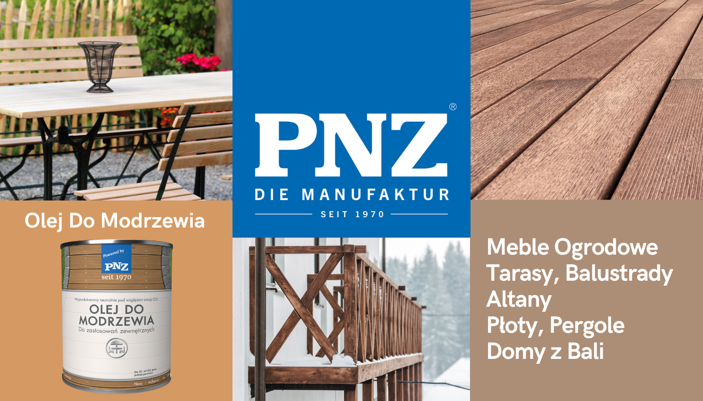 Grafika prezentująca zastosowanie oleju do modrzewia marki PNZ