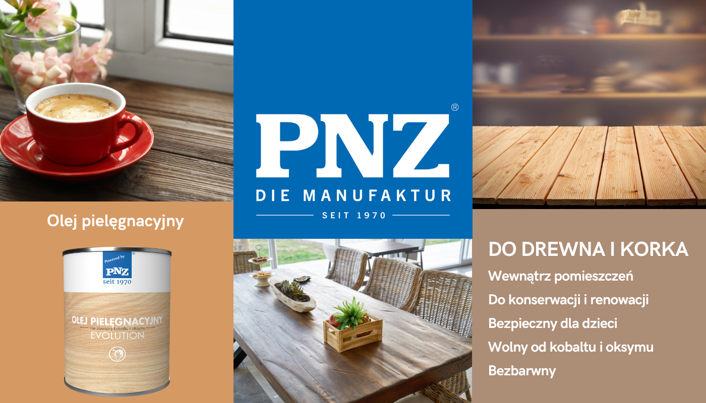 Grafika prezentuje zastosowanie oleju pielęgnacyjnego marki PNZ